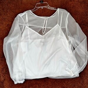 NWT - White House Black Market - Keyhi Sheer Safari Blouse Size 14